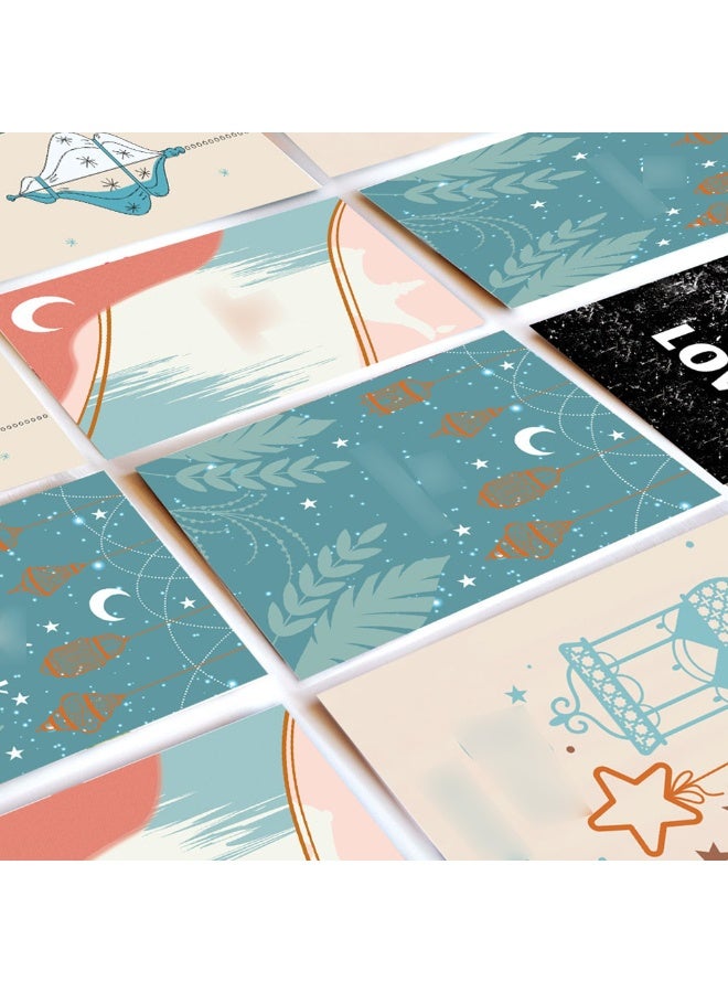 Dreamy Star And Moon Minimalist Style Folded Wishing Card Star Language Wish Card Thank You Card - 12Pcs Card & 12Pcs Envelop - Image 3